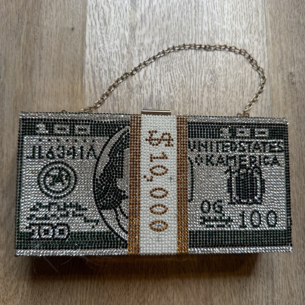 Creative Fashion New Money‎ Clutch Rhinestone Purse 10000 Dollars Stack Bags